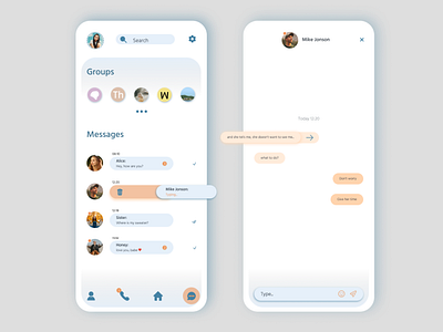 Messenger app connection design family figma massendger simply ui нежные цвета