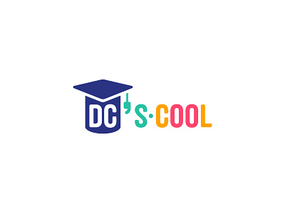 DC'sCool! beauty blue branding colorful concept development flat graduation hat logo logodesign school school logo training