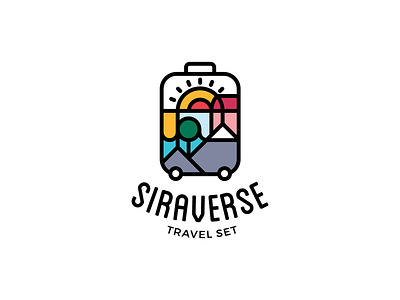 Siraverse Travel Set Logo brand identity branding city concept illustration lineart logo logo design mountains sun travel view