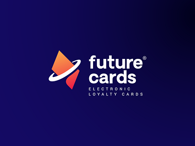 FutureCards blue branding card cards design flat future logo logotype orange planet symbol universe