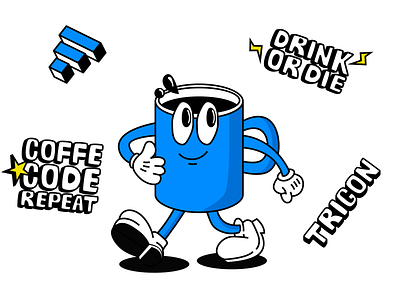 Mug blue character code coffee design developer fun illustration mug oldschool