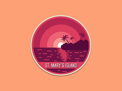 St. Marys / Sticker badge flat illustration island manipal pink purple sea sticker