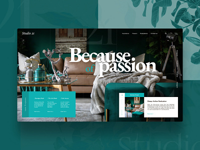 Interior design Studio - Landingpage concept balasinski figma figmadesign green interior landingpage studio