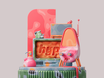 Turn on the radio 📻 3d 3d art abstract adobe c4d cinema4d colors design illustration pastel photoshop redshift render retro shapes