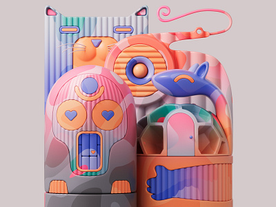 After tasting the candy 🍬🍭 3d 3d art abstract adobe c4d cinema4d colors design illustration pastel redshift redshift3d shapes