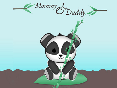 Anniversary anniversary card design illustration panda typography