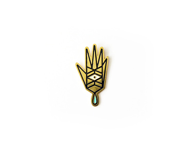 Mystical golden hand enamel pin design enamel gold hand magic pin vector