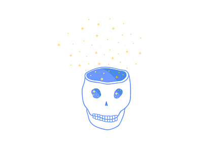 Inside magic blue drawing illustration magic shine skull vector