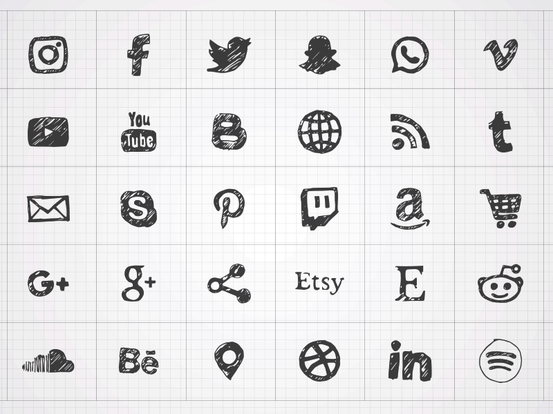 Hand Drawn Social Media Icons hand drawn handmade icons social icon social media social media icons your rock
