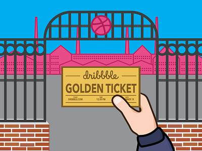Hello Dribbble, I got a Golden Ticket! debut dribbble flatdesign goldenticket graphicdesign illustration illustrator sketch vector