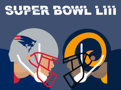 Super Bowl LIII branding design identity illustration illustrator liii logo nfl patriots rams sbliii superbowl typography vector
