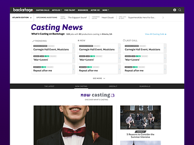 Backstage - Casting News acting branding news product ui ux