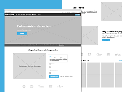 Homepage Concept actors entertainment homepage wireframe