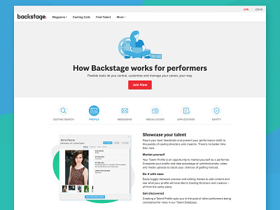 How Backstage Works for Performers acting actors branding design illustration jobs product ui ux