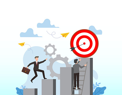 Business plan to goals targeting arrow branding cartoon cute design goals graphic design illustration target teamwork work