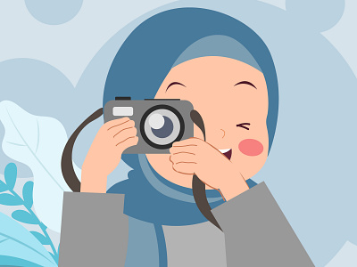 Fotografer kids women is a muslimah illustration cartoon cute design fotografer graphic design happy illustration islamic islamic cartoon islamic foto moslem muslimah