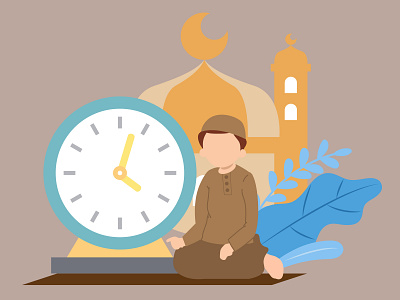 Moslem pray man illustration