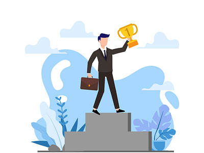 Business man the win project business business man cartoon cute design graphic design happy illustration succes the winner win