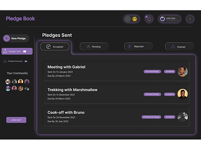 Pledge Book - Web App Design