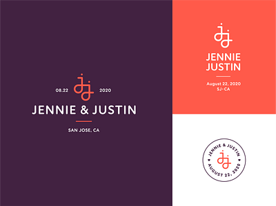 Jennie & Justin Logo badge branding identity logo logo design logomark logotype mark stamp wedding wedding invitation wedding invite
