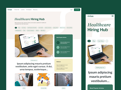Healthcare Hiring Hub blog branding design healthcare identity illustration landing page logo nurse typography ui uxui vivian web website