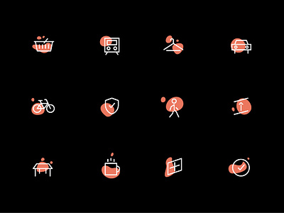 Amenities Icon Set amenities bike car coffee design icons illustration portland property shop transit ui ux walk