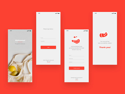 Daily UI #001 account food fruit grocery app icons login sign up ui ux