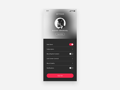 Daily UI #007 — App Settings app dark ios profile settings switch user