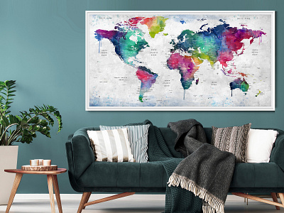 Wanderlust World Map Large Poster Push Pin Wall Hanging