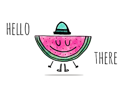 Hello there debut fruit hello illustration pastel sketch watercolor watermelon