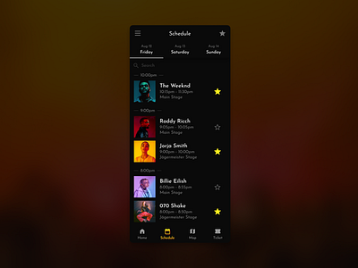 Music Festival Schedule appdesign dailyui design figma music ui userexperience ux