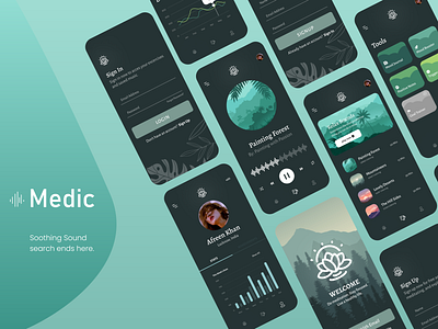 Medic - Instrumentals App branding design graphic design medic meditation mobile mobile app music ui ux