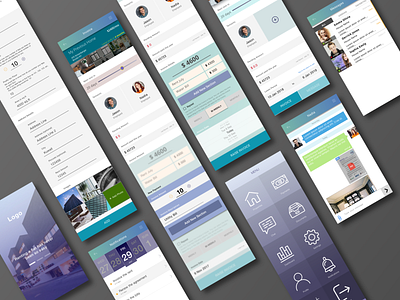 Rental Mobile App Screens branding calendar chat design graphic design illustration invoice menu message messages mobile mobile app design mobile ui notifications property management rental rentals tenants ui ux