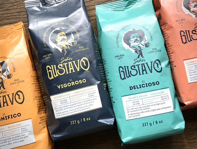 Señor Gustavo - Coffee branding branding and identity coffee design identité visuelle illustration logo logo design packaging
