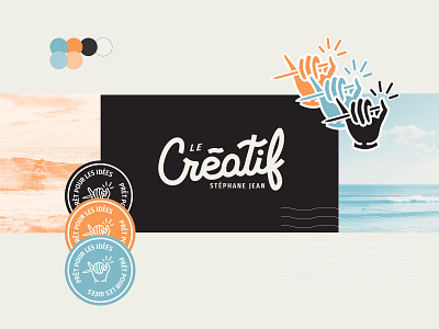 Le Créatif - Stéphane Jean branding branding and identity calligraphy copywriter design identité visuelle illustration logo logo design stickers surf wave