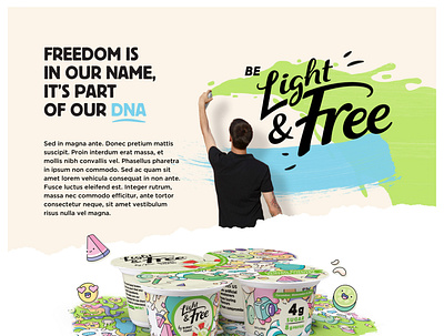Light & Free - Danone website artist burnt toast illustration joyful limited edition mural yogurt