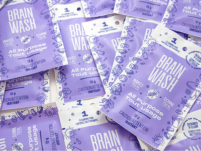 New responsible cleaners - Brain Wash branding branding and identity cleaning ecofriendly fun illustrations logo packaging planet plastic playful