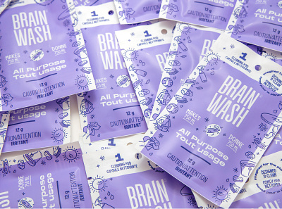 New responsible cleaners - Brain Wash branding branding and identity cleaning ecofriendly fun illustrations logo packaging planet plastic playful