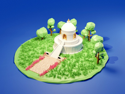 Low poly version of world peace stupa