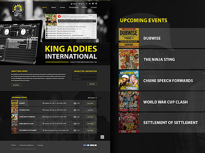 King Addies Music landing page marketing site music uiux