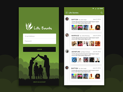 Life Events app design