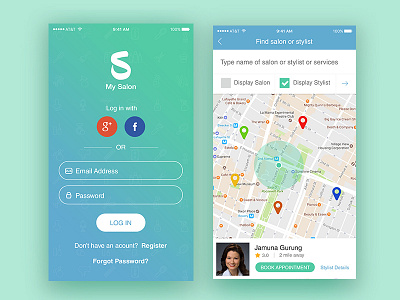 Salon iOS App ios login salon ui ux