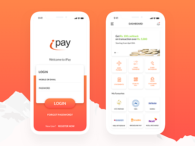 iPay - digital payment app dashboard login mobile app