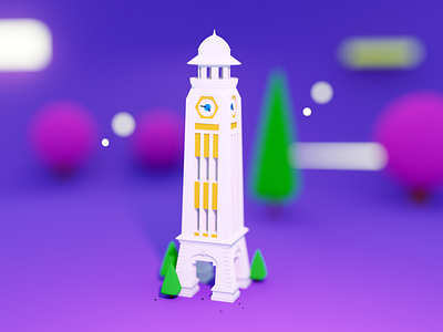 The GhantaGhar 3d 3d art architecture blender clocktower ghantaghar lowpoly lowpolyart nepal tower