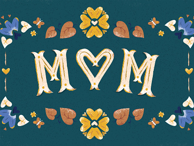 Mom card color floral flowers illustration illustrator mom photoshop texture type typography vector