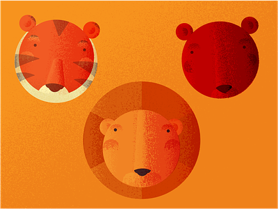 Lions and Tigers and Bears—Oh my! adobe illustrator animals baby child childrens book illustration gradient illustration kids texture vector vector illustration