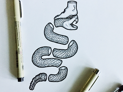 Inktober-Day 22 drawing foot illustration ink inktober micron snake stippling
