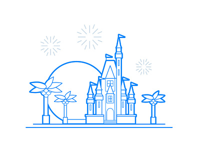 Orlando building castle city disney flat florida illustration line drawing orlando simple skyline vector