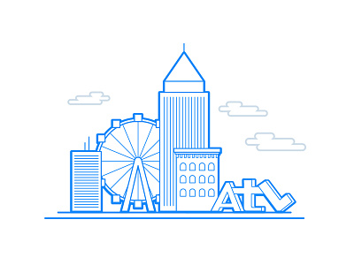Atlanta atl atlanta building city ferris wheel flat illustration line drawing simple skyline vector