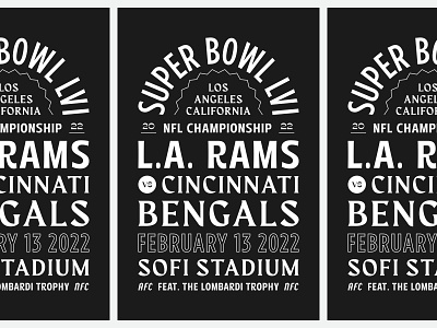 Super Bowl LVI bengals branding design football graphic design illustration logo losangeles poster rams superbowl type vintage